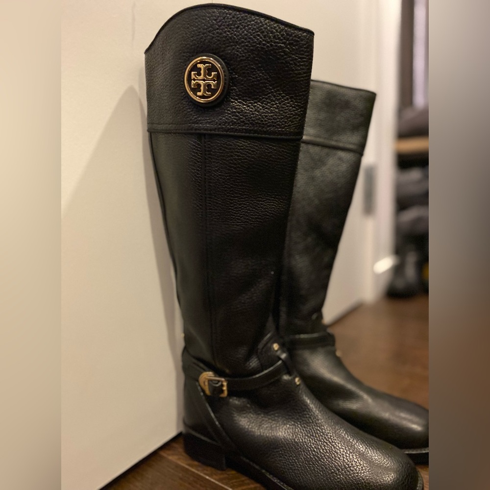 Tory Burch Black Leather Knee Length Boots Size 8M